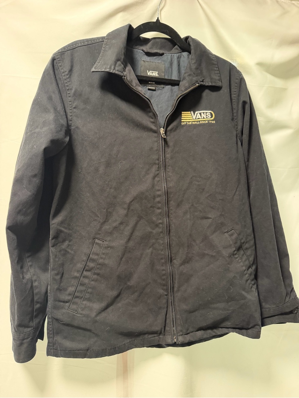 Vans Black Zip-Up Lightweight Jacket with Yellow Logo